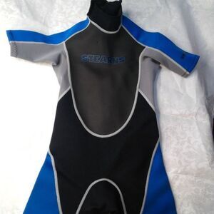 Stearns Youth Shorty Neoprene Wetsuit Size Small Blue Black Gray Great Condition